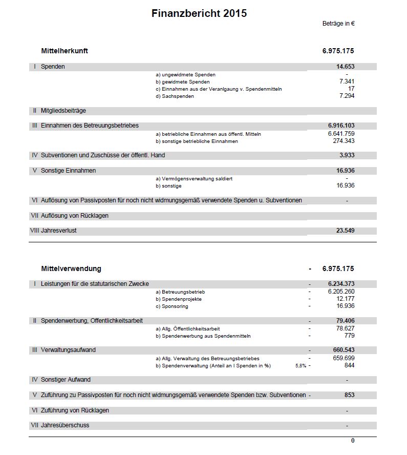 Finanzbericht des Jahres 2015